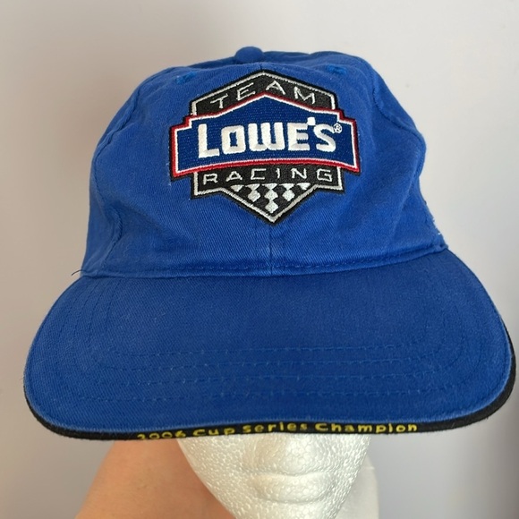 2006 NASCAR Champion Jimmie Johnson 48 Team Lowes Racing Blue Strapback Hat Cap - Picture 1 of 15